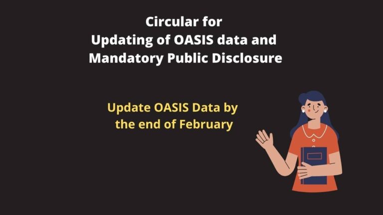 Circular for Updating of OASIS data and Mandatory Public Disclosure